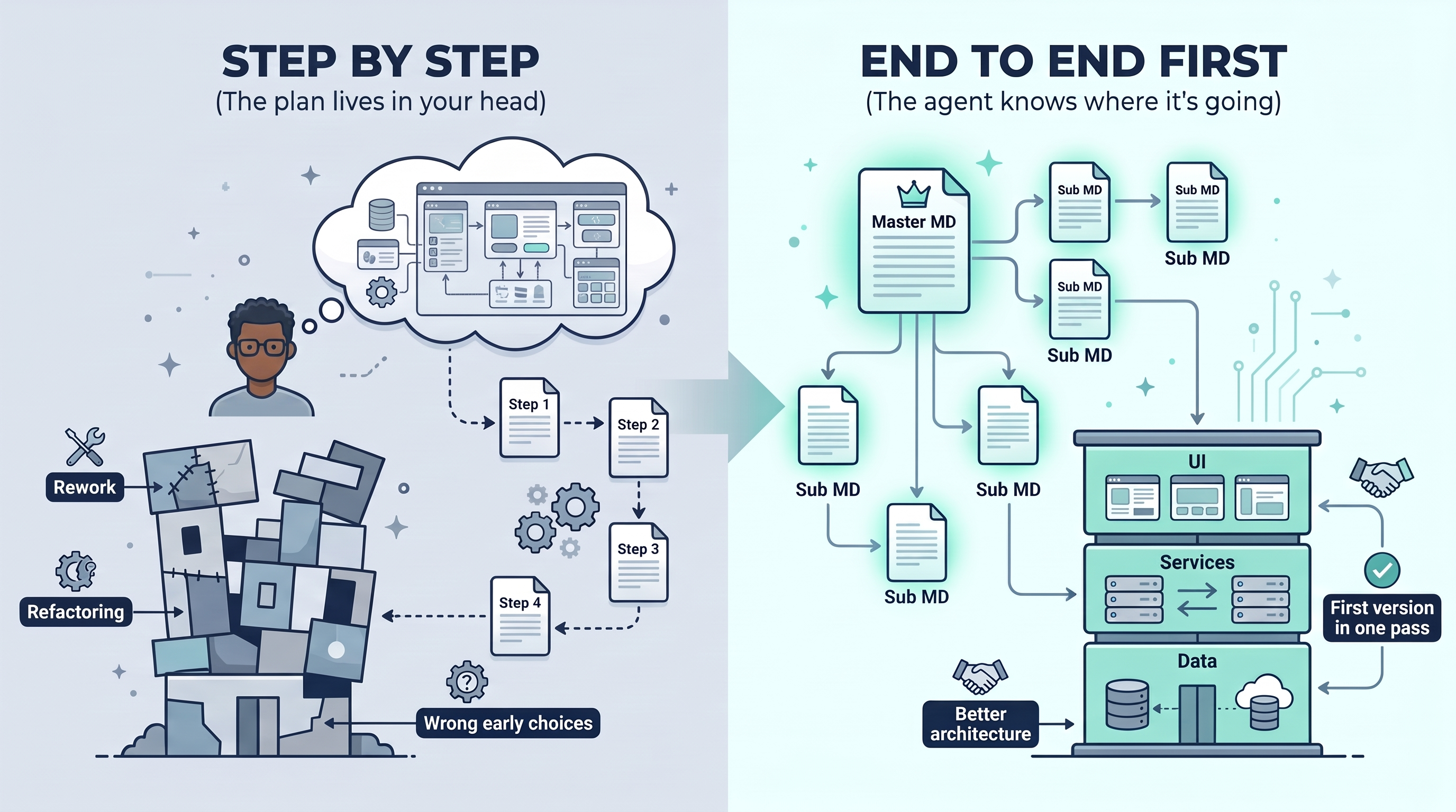 Step by step versus end to end first