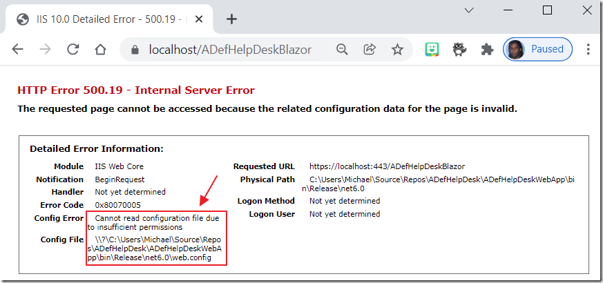 Set cmd.exe permissions to applications or sites served by IIS